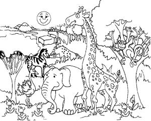 Zürafa boyama sayfası, Giraffes coloring page, Hayvanat Bahçesinde Zürafa ve Hayvanlar, 