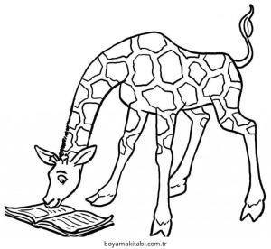 Zürafa boyama sayfası – basit çizim, kolay boyama