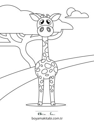 Zürafa boyama sayfası – evde etkinlik, ücretsiz yazdır