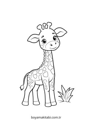 Zürafa boyama sayfası – çocuklar için, çizgi film temalı