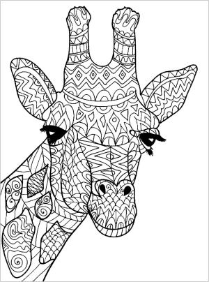 Zürafa boyama sayfası, Giraffes coloring page, Zürafa Kafa Mandala, 