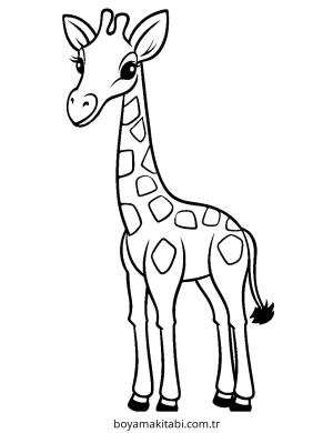 Zürafa boyama sayfası – sevimli karakter, sanatsal çalışma