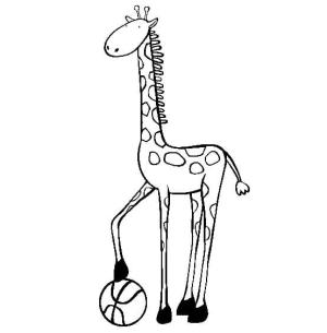 Zürafa boyama sayfası, Giraffes coloring page, Top ile Zürafa, 