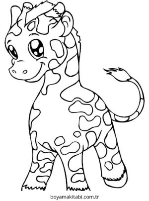 Zürafa boyama sayfası – sevimli karakter, sanatsal çalışma