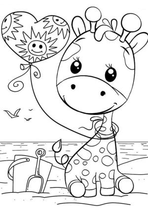 Zürafa boyama sayfası, Giraffes coloring page, Balonlu Şirin Zürafa, 