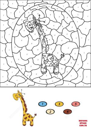 Zürafa boyama sayfası, Giraffes coloring page, , giraffes funny cartoon giraffe color by number 