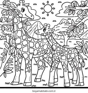 Zürafa boyama sayfası – okul öncesi, evde etkinlik
