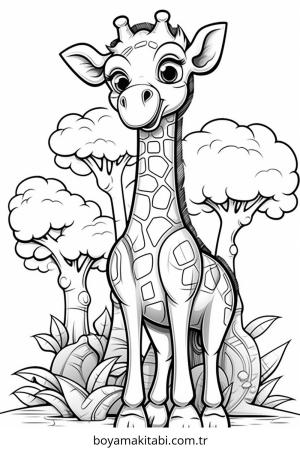 Zürafa boyama sayfası – keyifli zaman, renkli çizimler