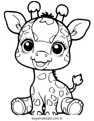 Zürafa boyama sayfası – el becerilerini geliştirir, boyama çalışması