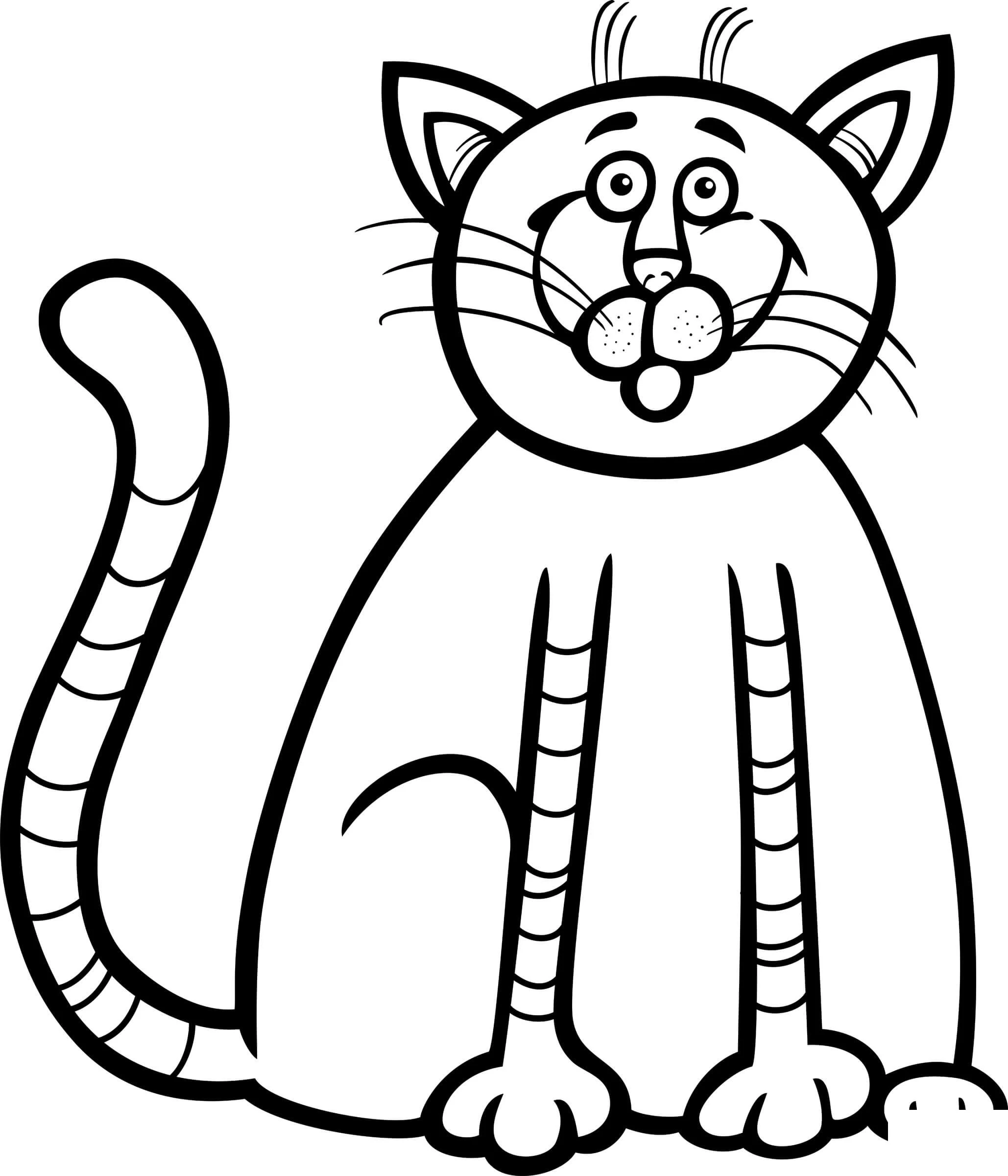Kedi boyama sayfası – renkli çizimler, okul öncesi