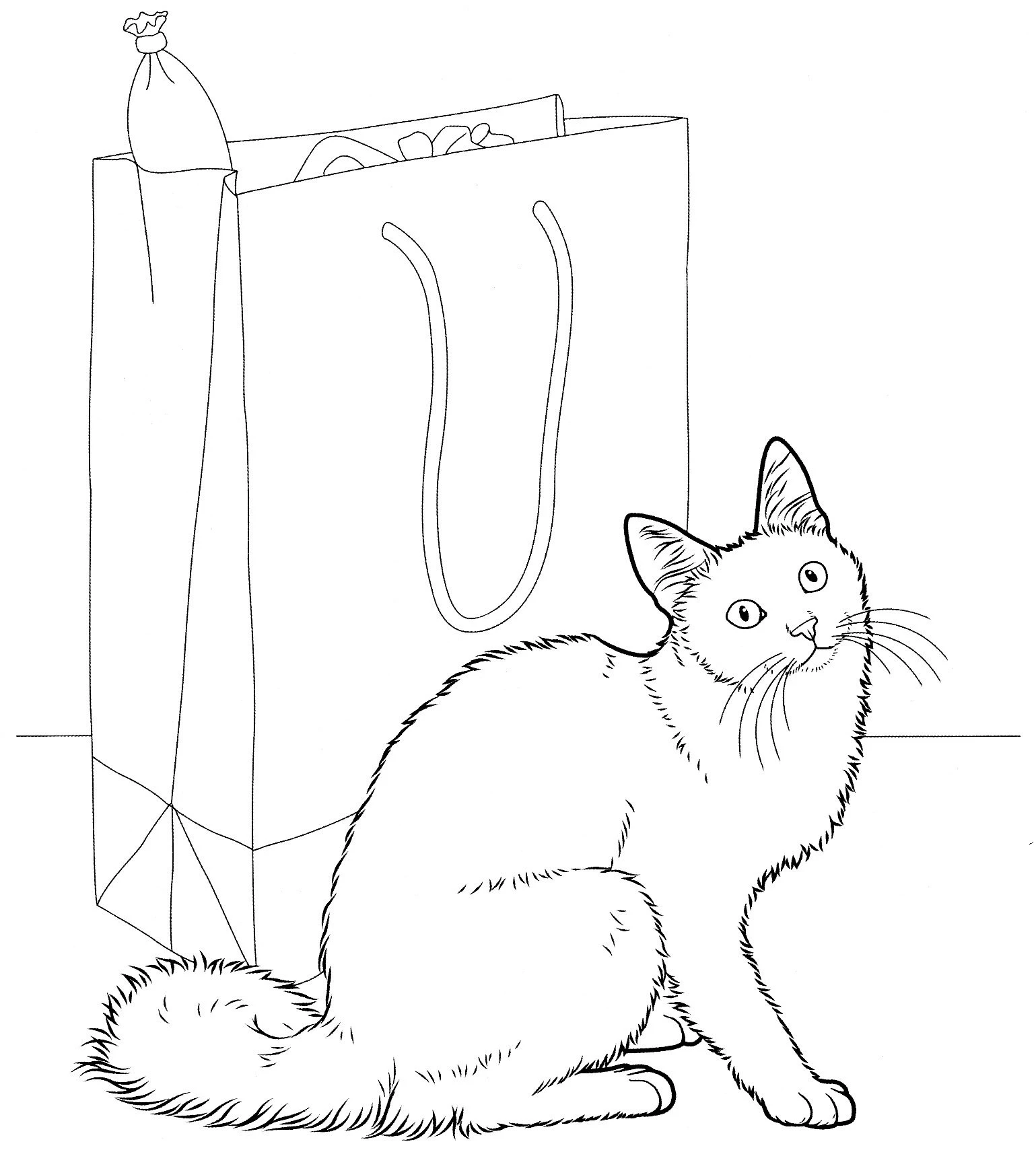 Kedi boyama sayfası – eğlenceli etkinlik, el becerilerini geliştirir