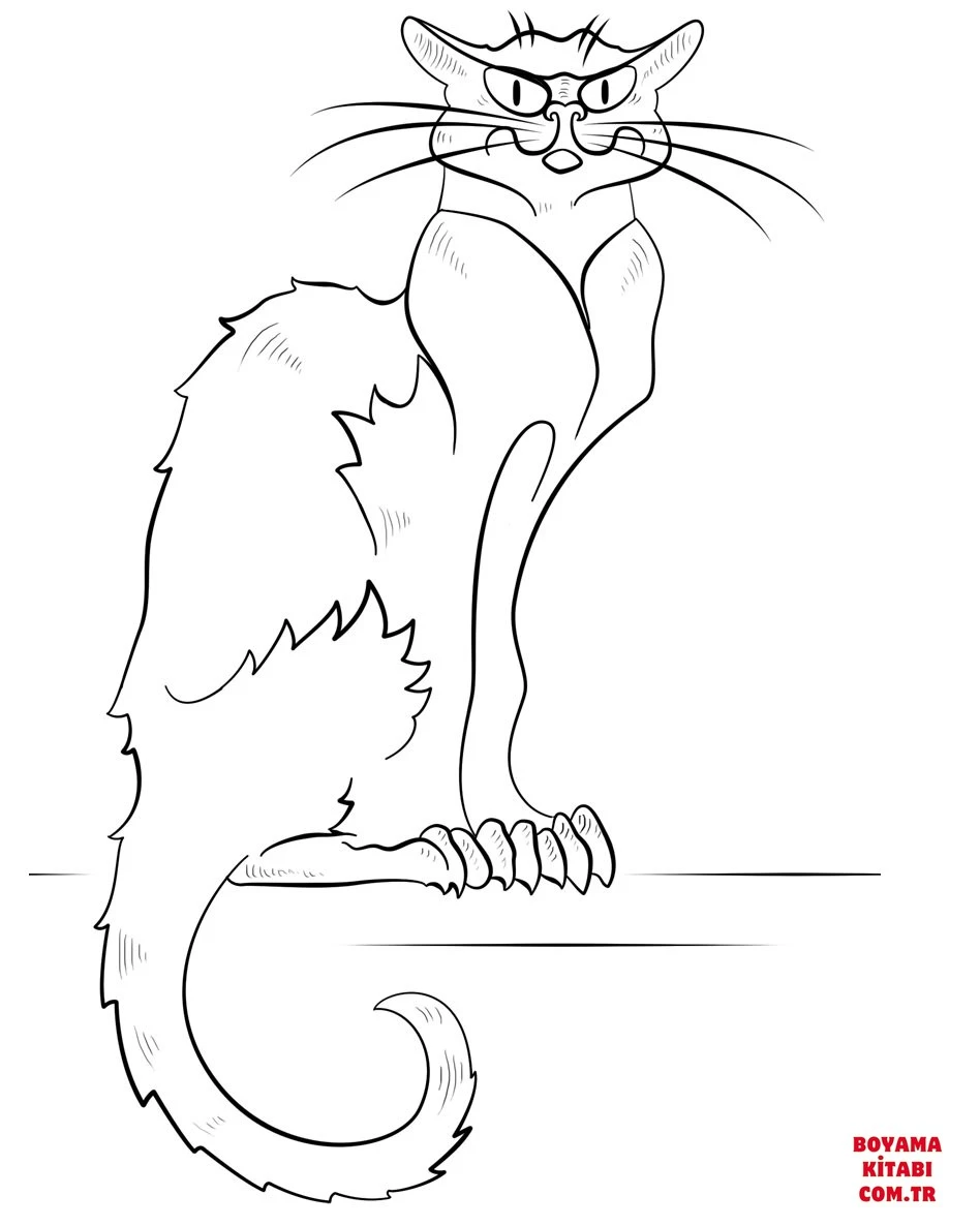 Kedi boyama sayfası – el becerilerini geliştirir, boyama çalışması