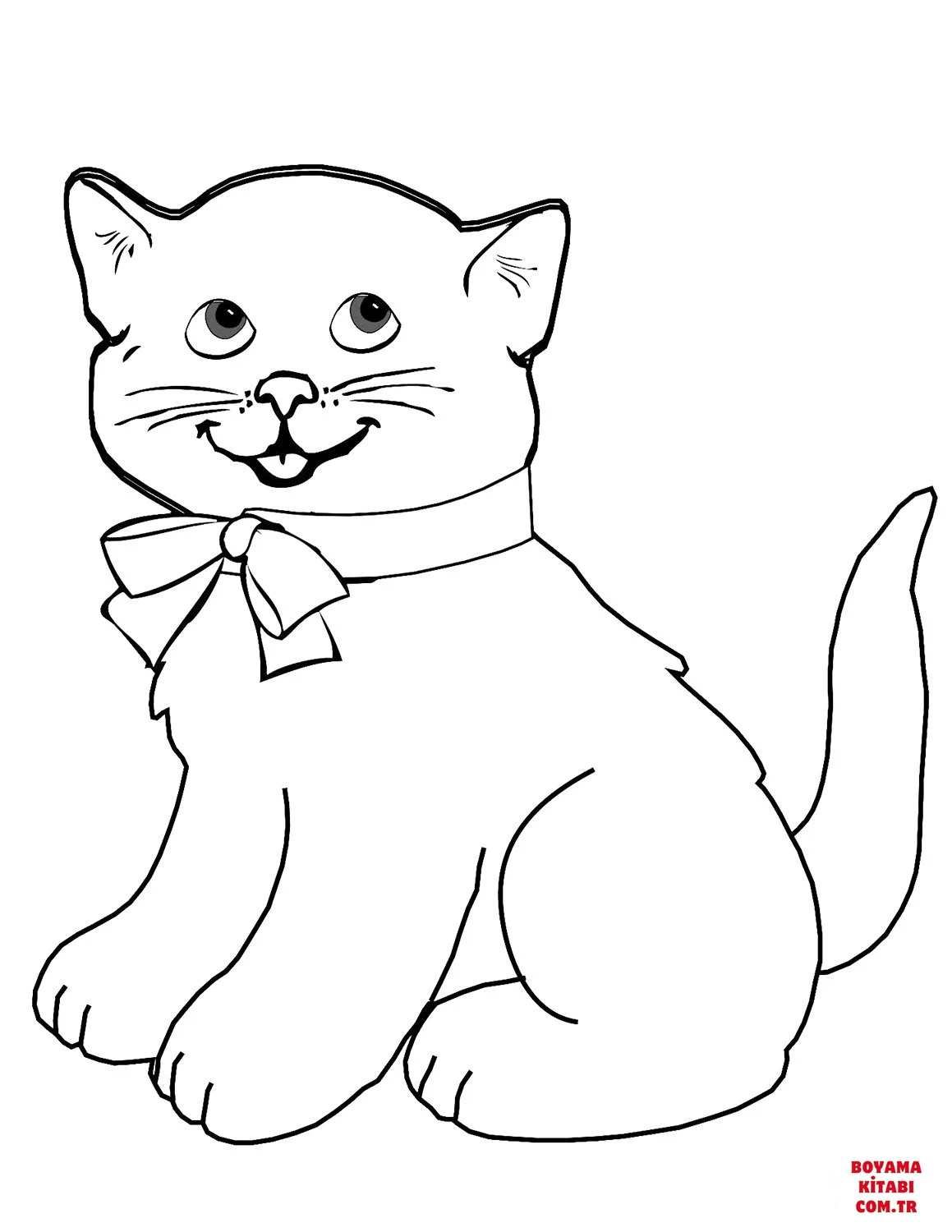 Kedi boyama sayfası – sanatsal çalışma, çocuklar için