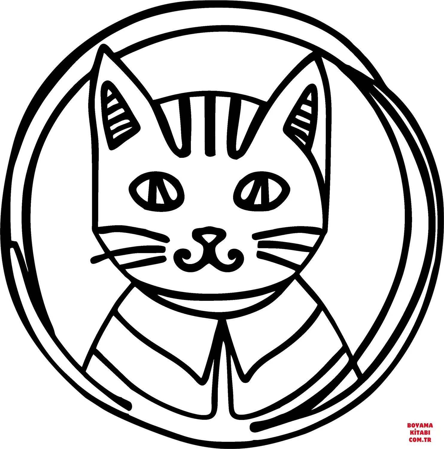 Kedi boyama sayfası – PDF indir, sevimli karakter