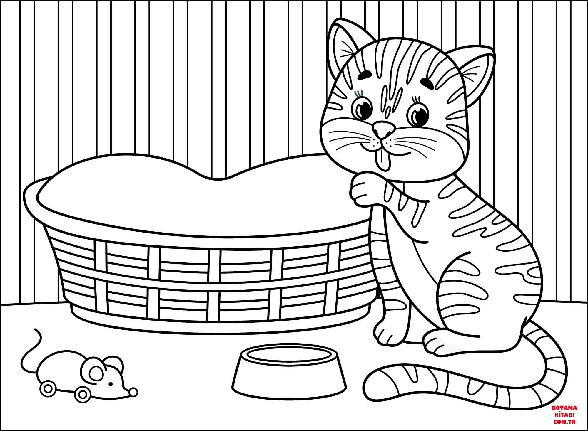 Kedi boyama sayfası – boyama etkinliği, çocuk aktivitesi