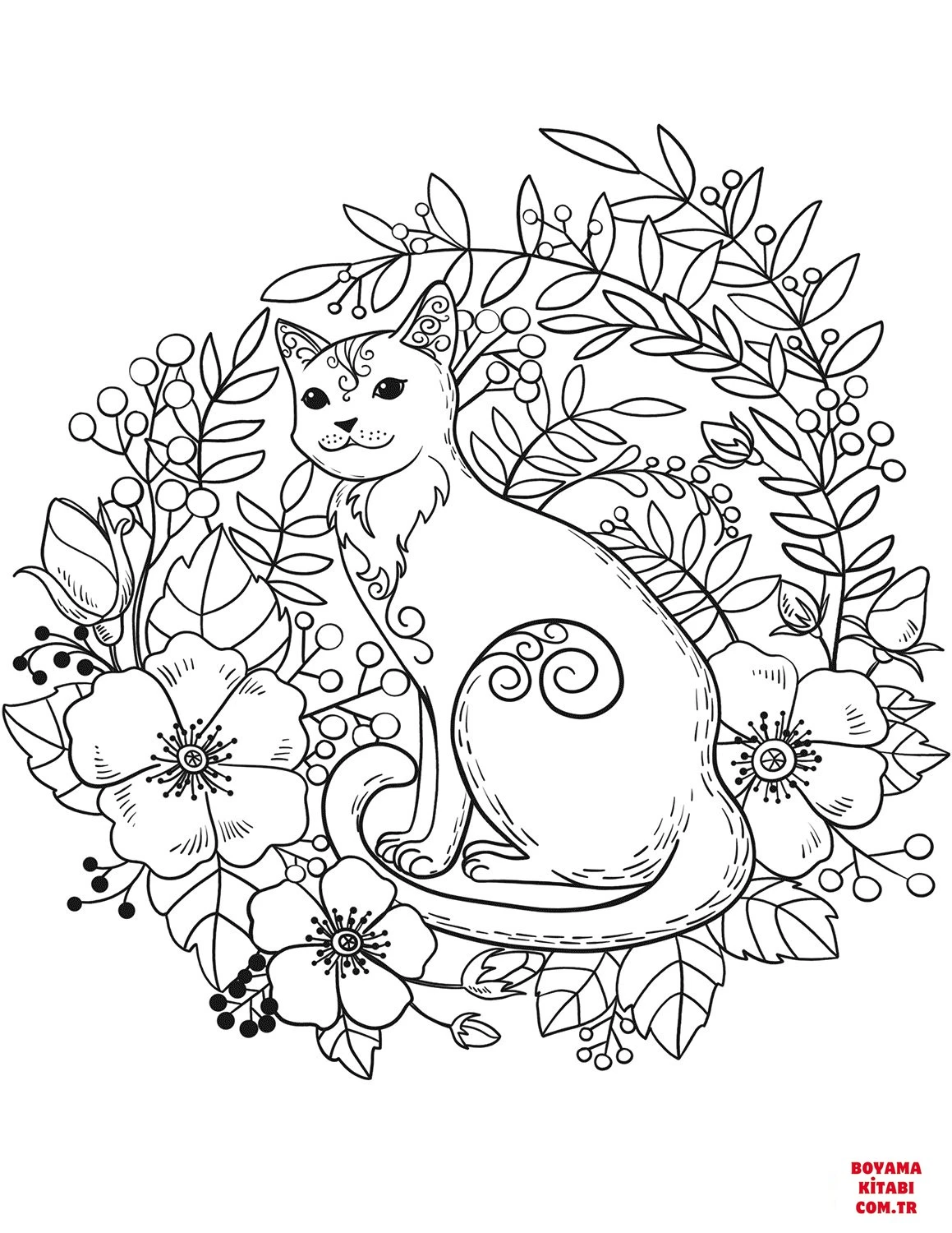 Kedi boyama sayfası – okul öncesi, evde etkinlik