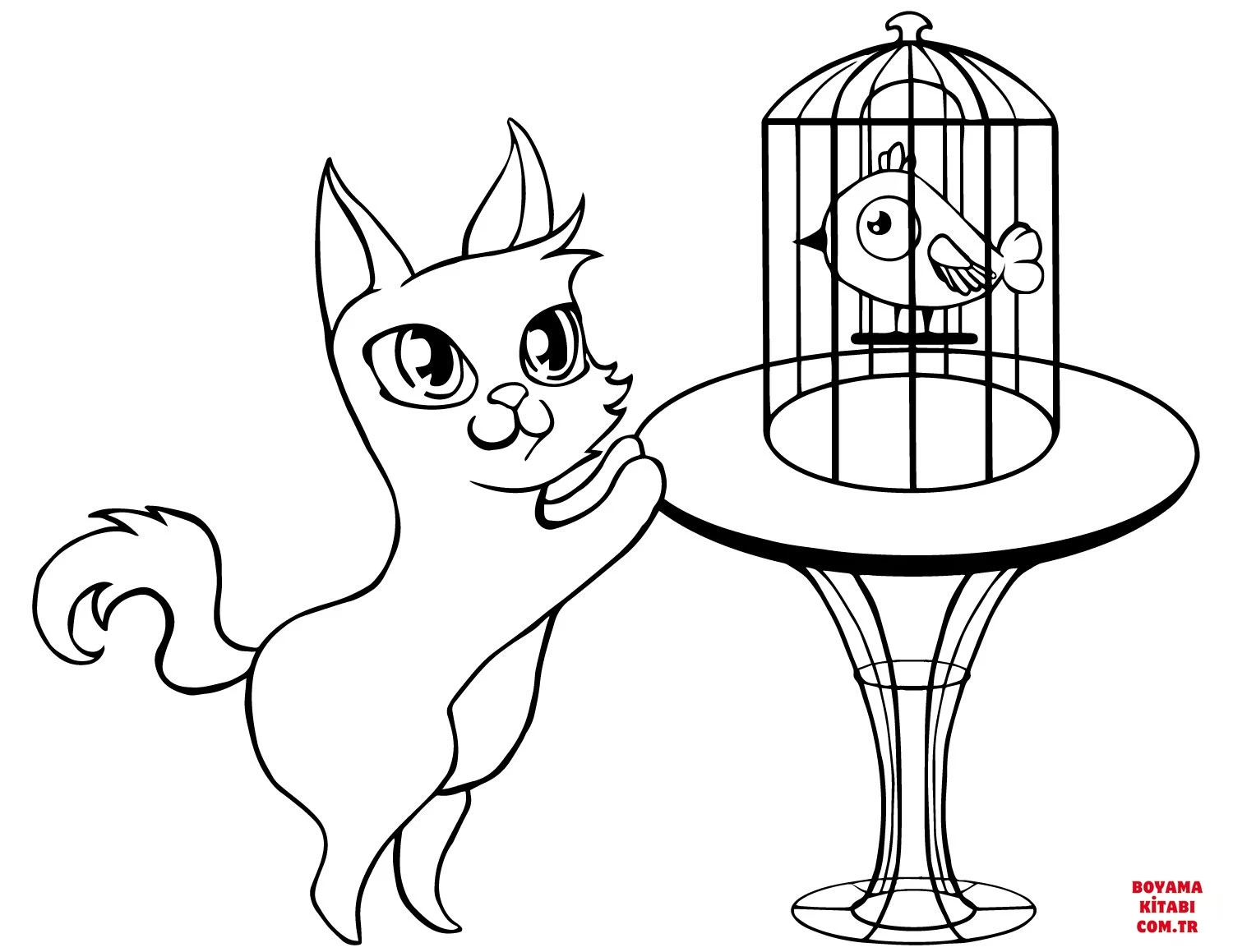 Kedi boyama sayfası – sevimli karakter, sanatsal çalışma