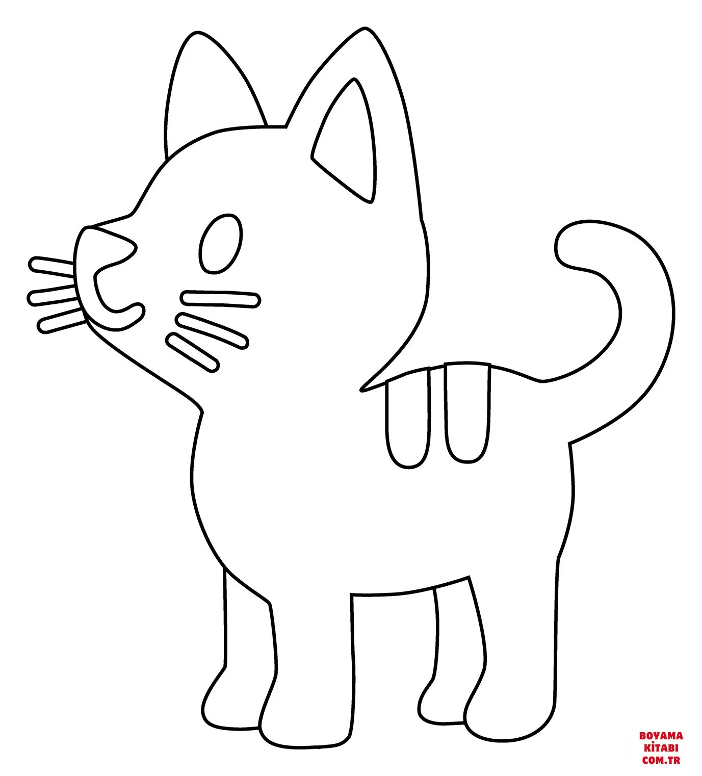 Kedi boyama sayfası – renkli çizimler, okul öncesi