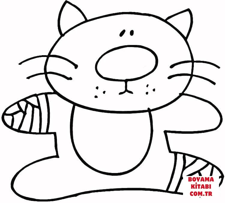 Kedi boyama sayfası – çocuk aktivitesi, PDF indir