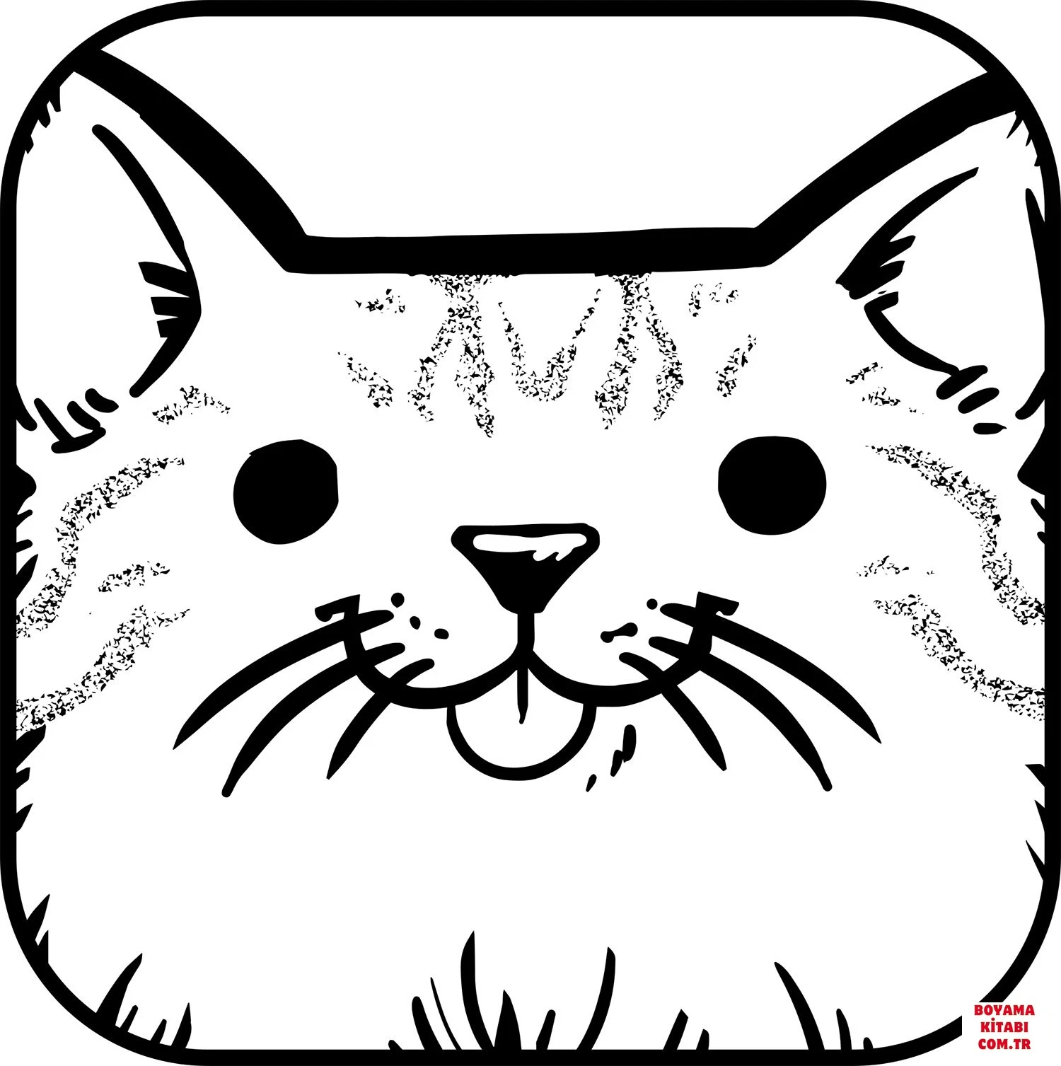 Kedi boyama sayfası – kolay boyama, eğitici aktivite