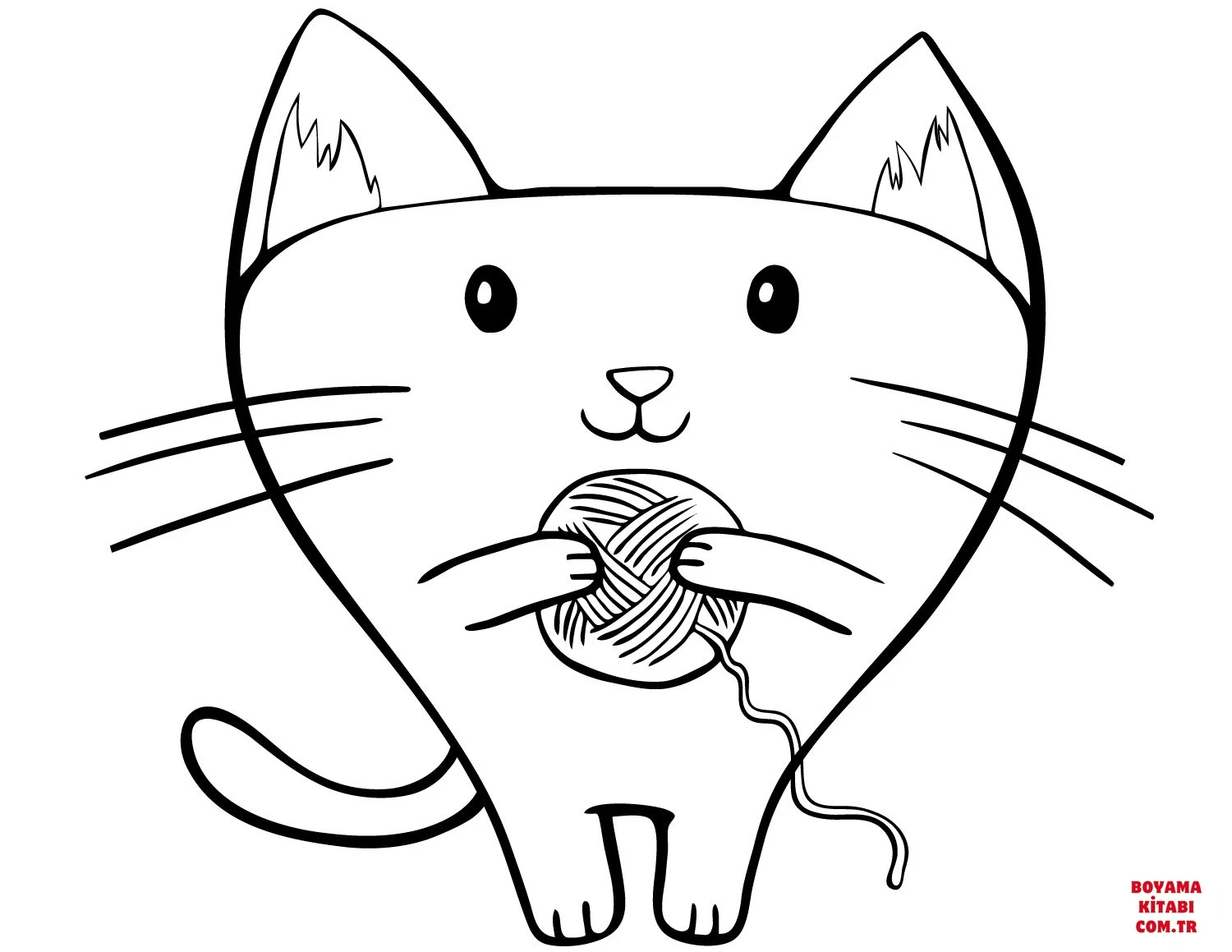 Kedi boyama sayfası – çizgi film temalı, basit çizim