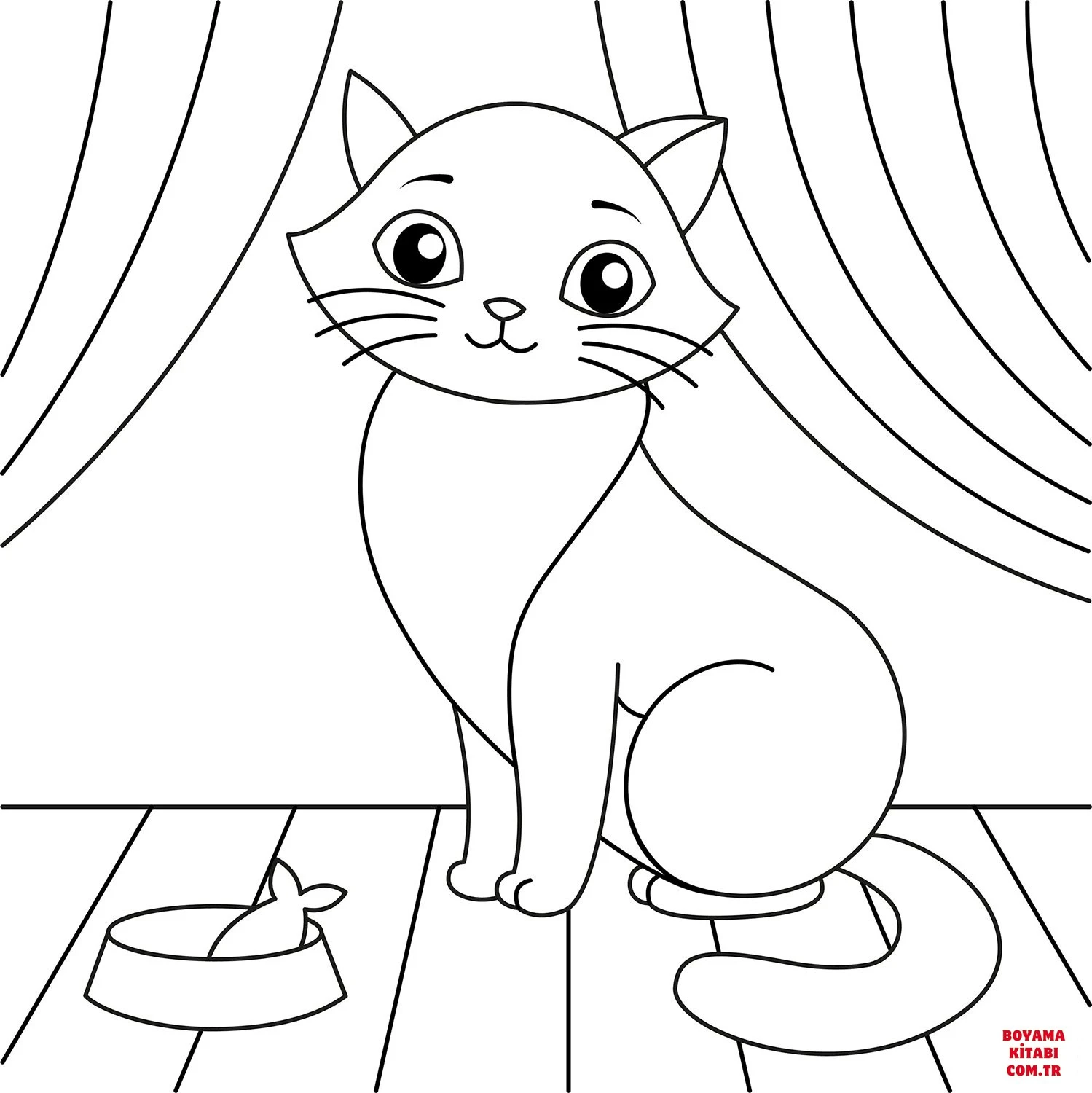 Kedi boyama sayfası – yaratıcılığı geliştirir, keyifli zaman