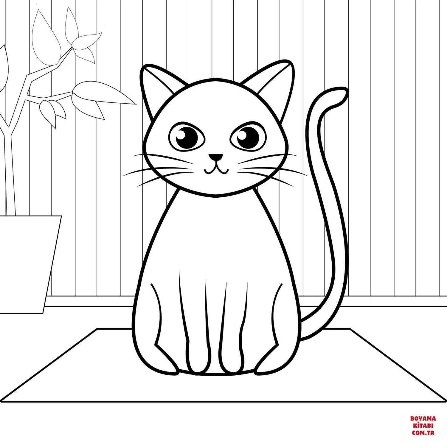 Kedi boyama sayfası – el becerilerini geliştirir, boyama çalışması