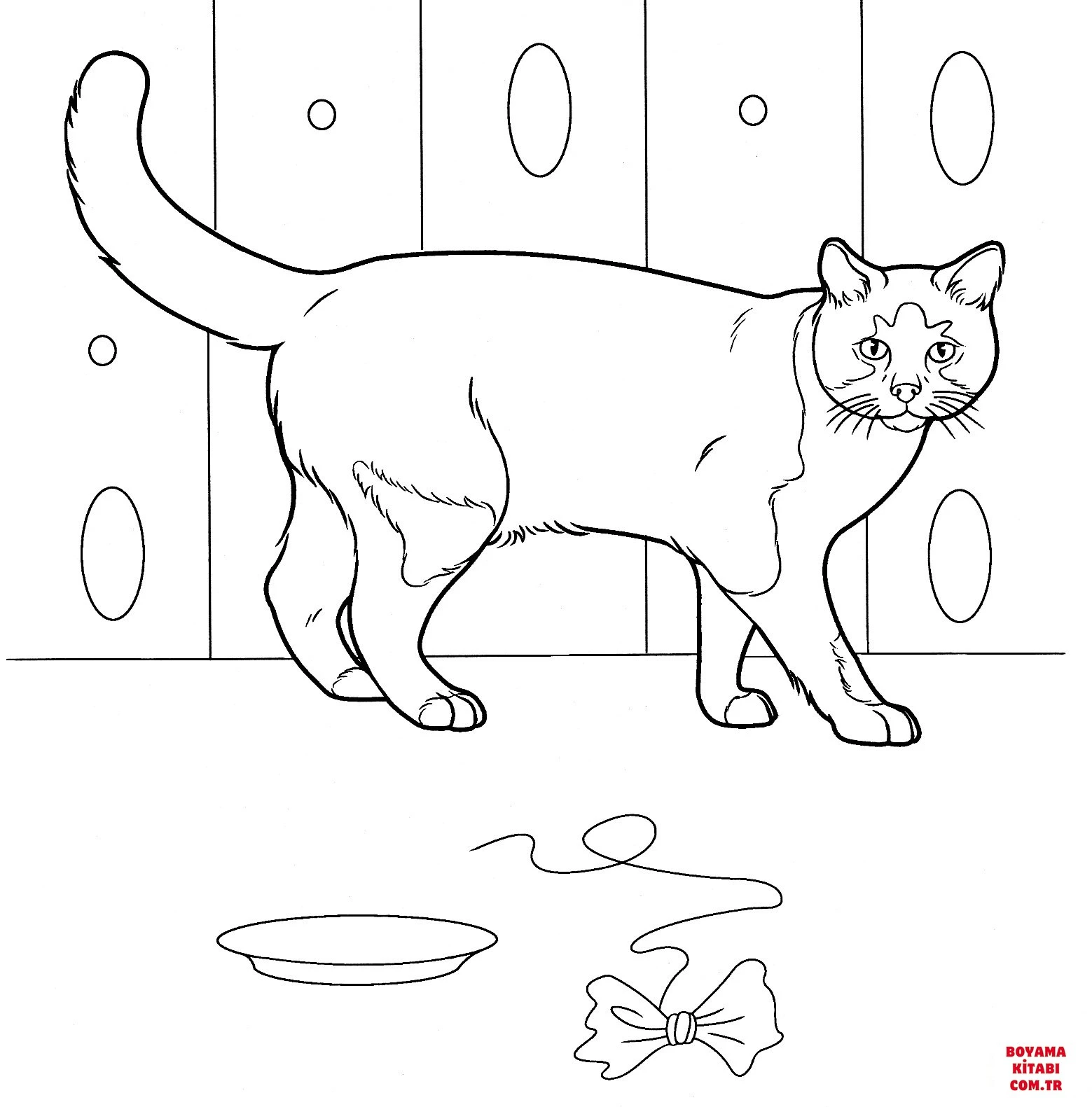 Kedi boyama sayfası – kolay boyama, eğitici aktivite