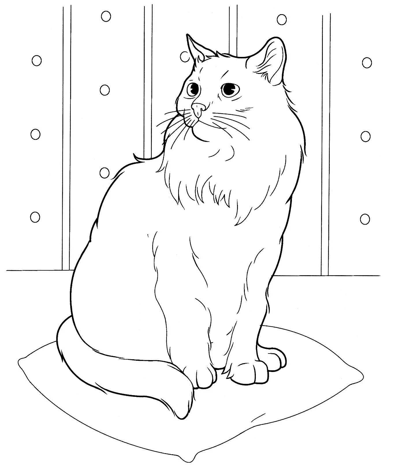 Kedi boyama sayfası – el becerilerini geliştirir, boyama çalışması