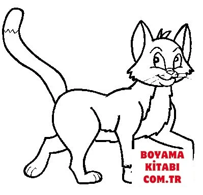 Kedi boyama sayfası – çocuk aktivitesi, PDF indir