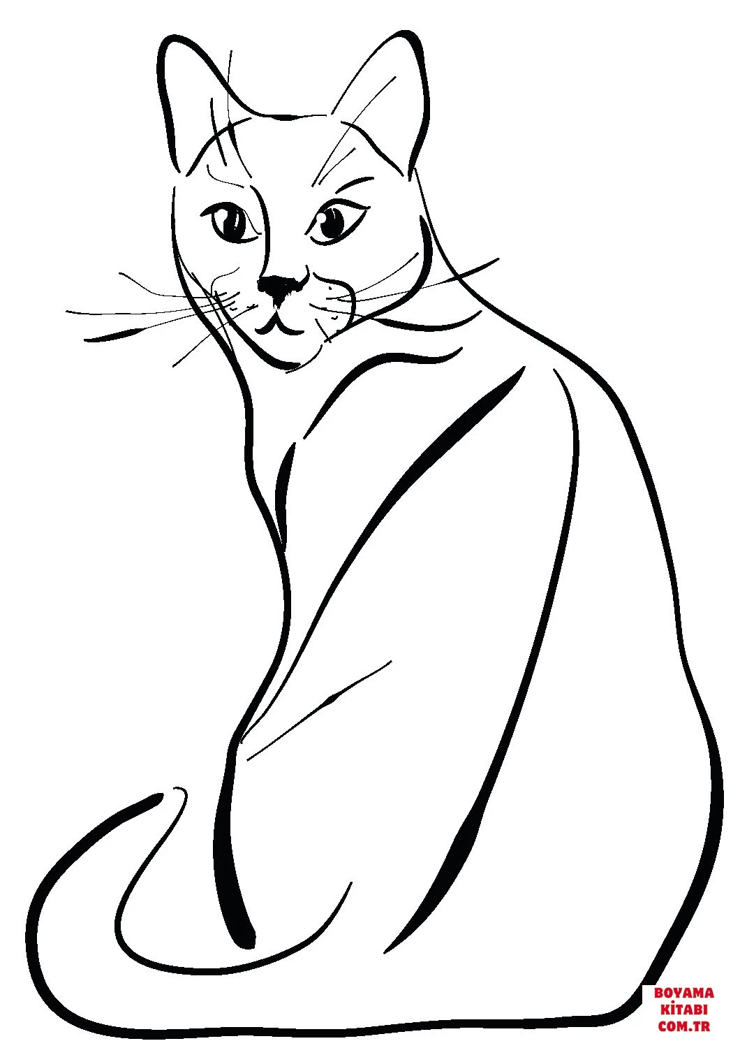 Kedi boyama sayfası – basit çizim, kolay boyama