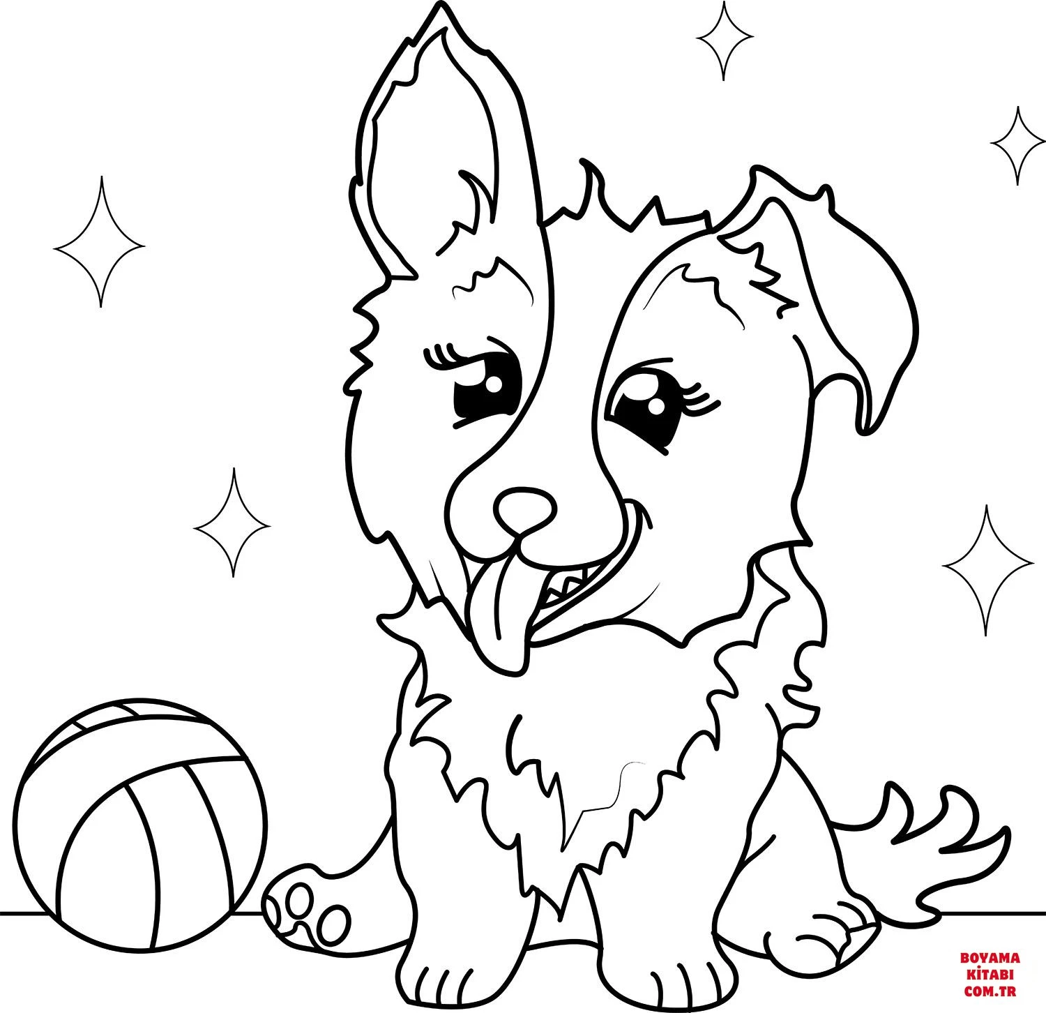 Köpek boyama sayfası – boyama etkinliği, çocuk aktivitesi