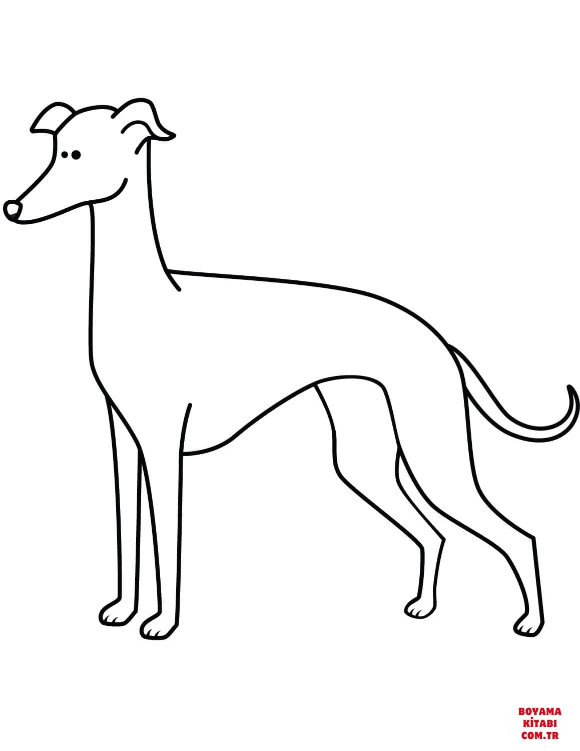 Köpek boyama sayfası #290 – basit çizim, yaz tatili etkinliği