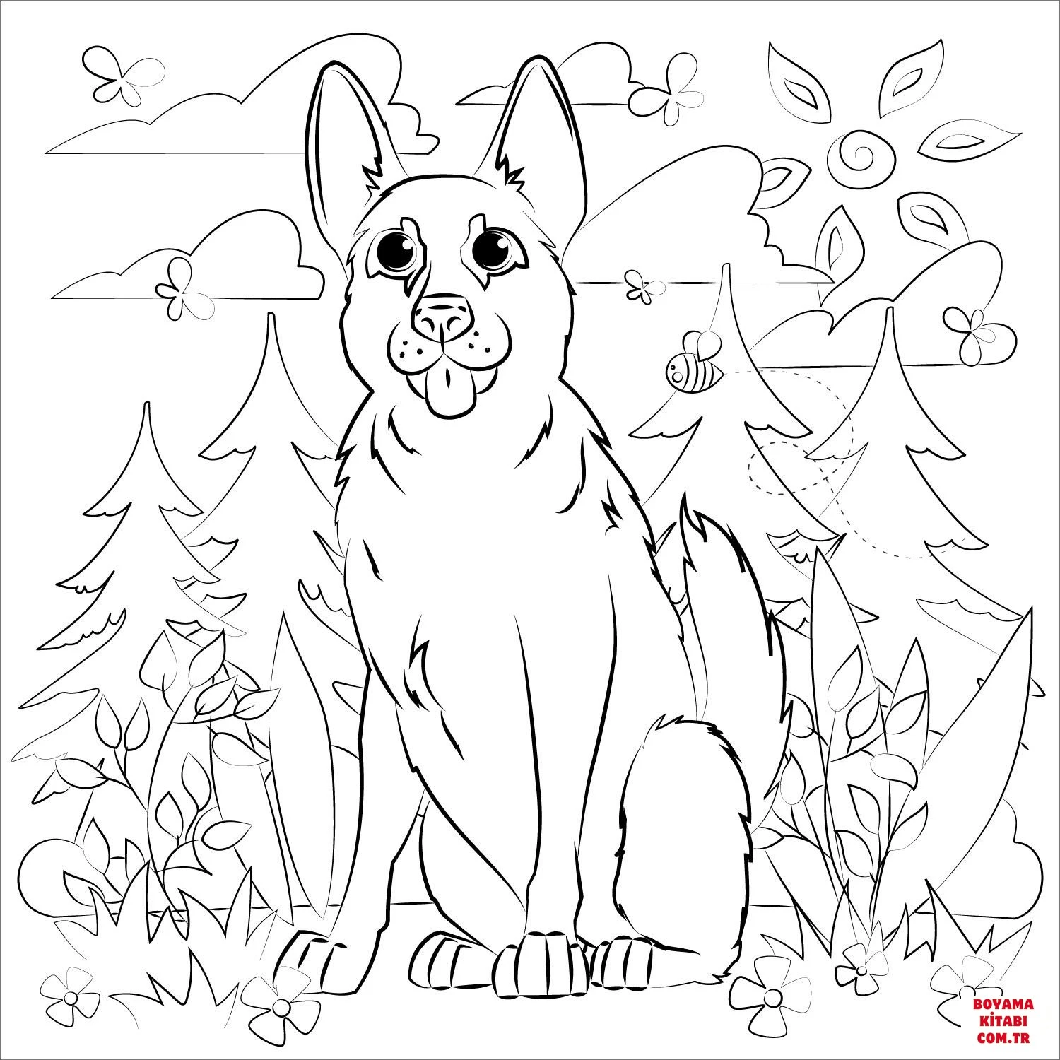 Köpek boyama sayfası #307 – A4 baskıya uygun, ücretsiz yazdır