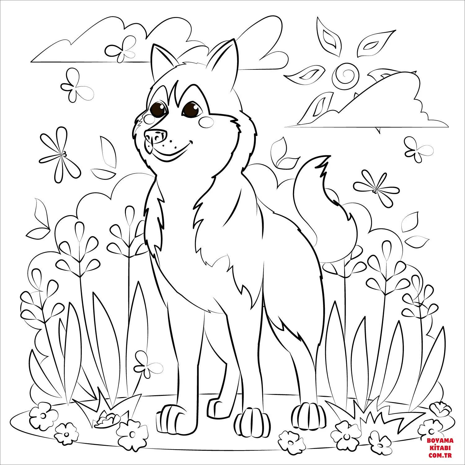Köpek boyama sayfası #349 – tamamen ücretsiz, çocuklar için