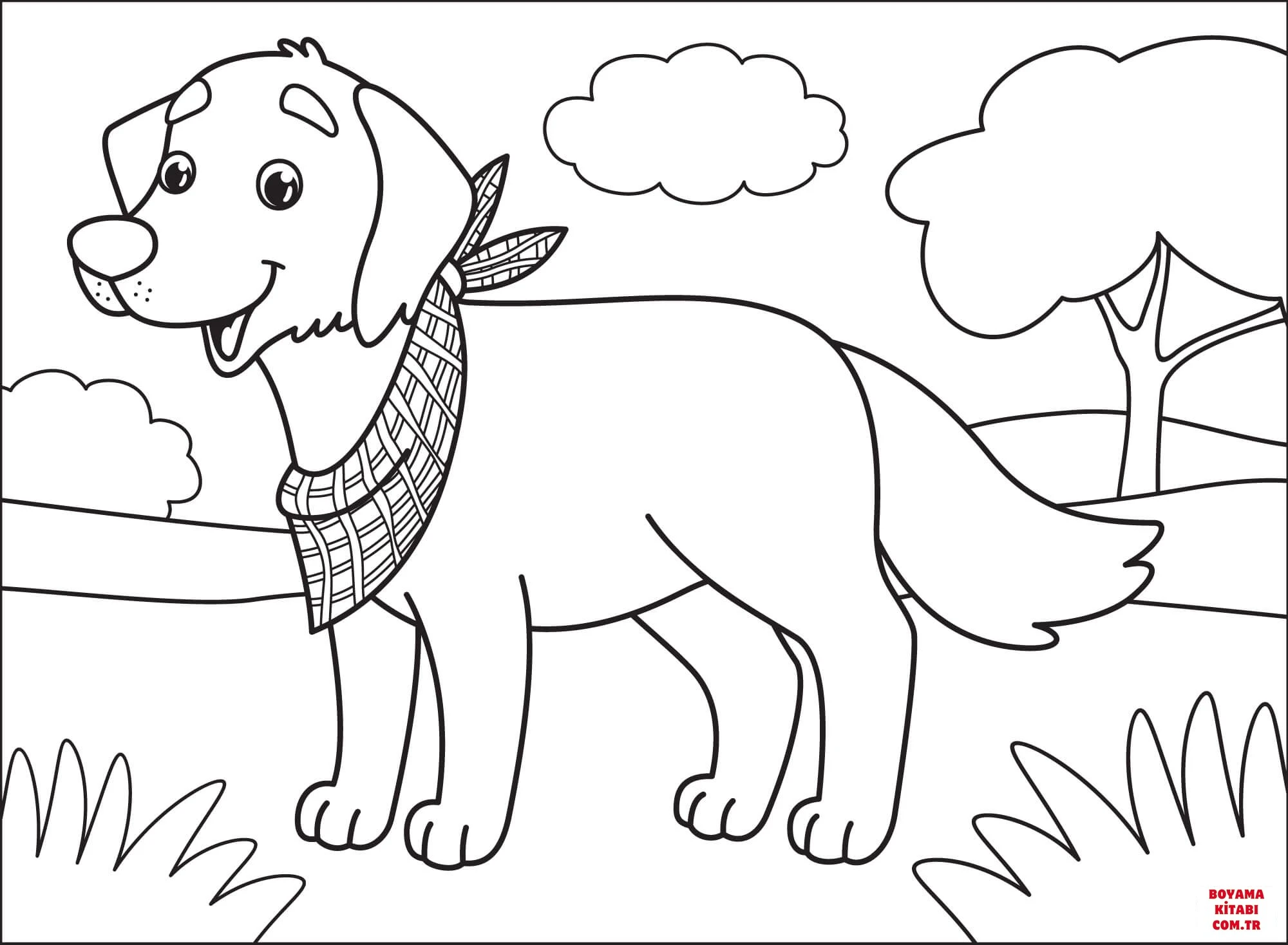 Köpek boyama sayfası #365 – el becerilerini geliştirir, boyama çalışması