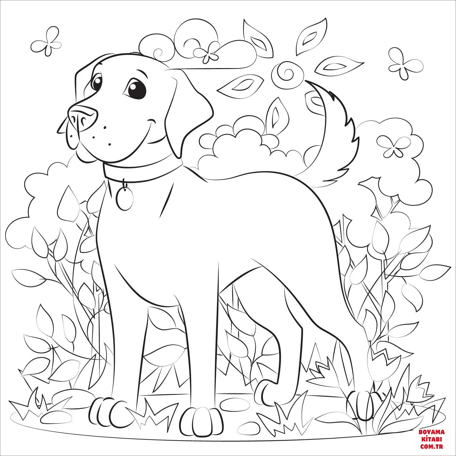 Köpek boyama sayfası #366 – keyifli zaman, renkli çizimler