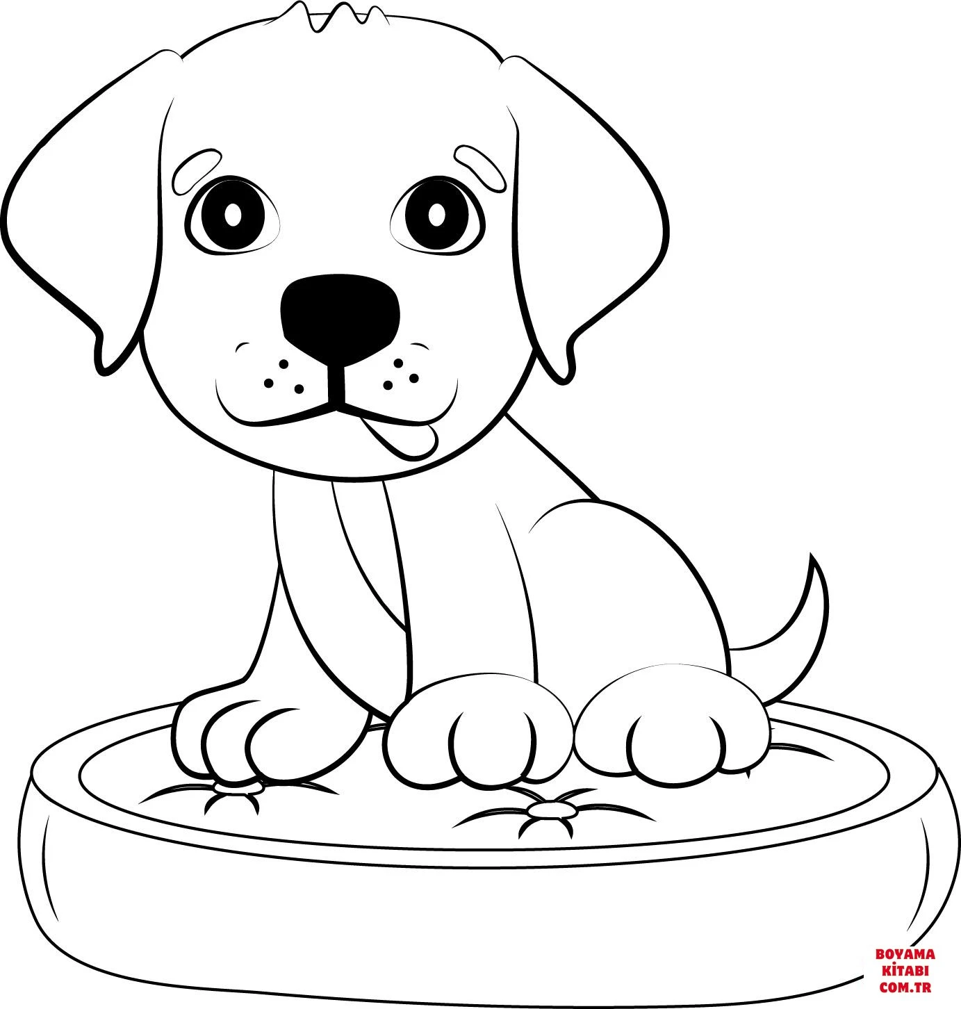 Köpek boyama sayfası #370 – basit çizim, yaz tatili etkinliği