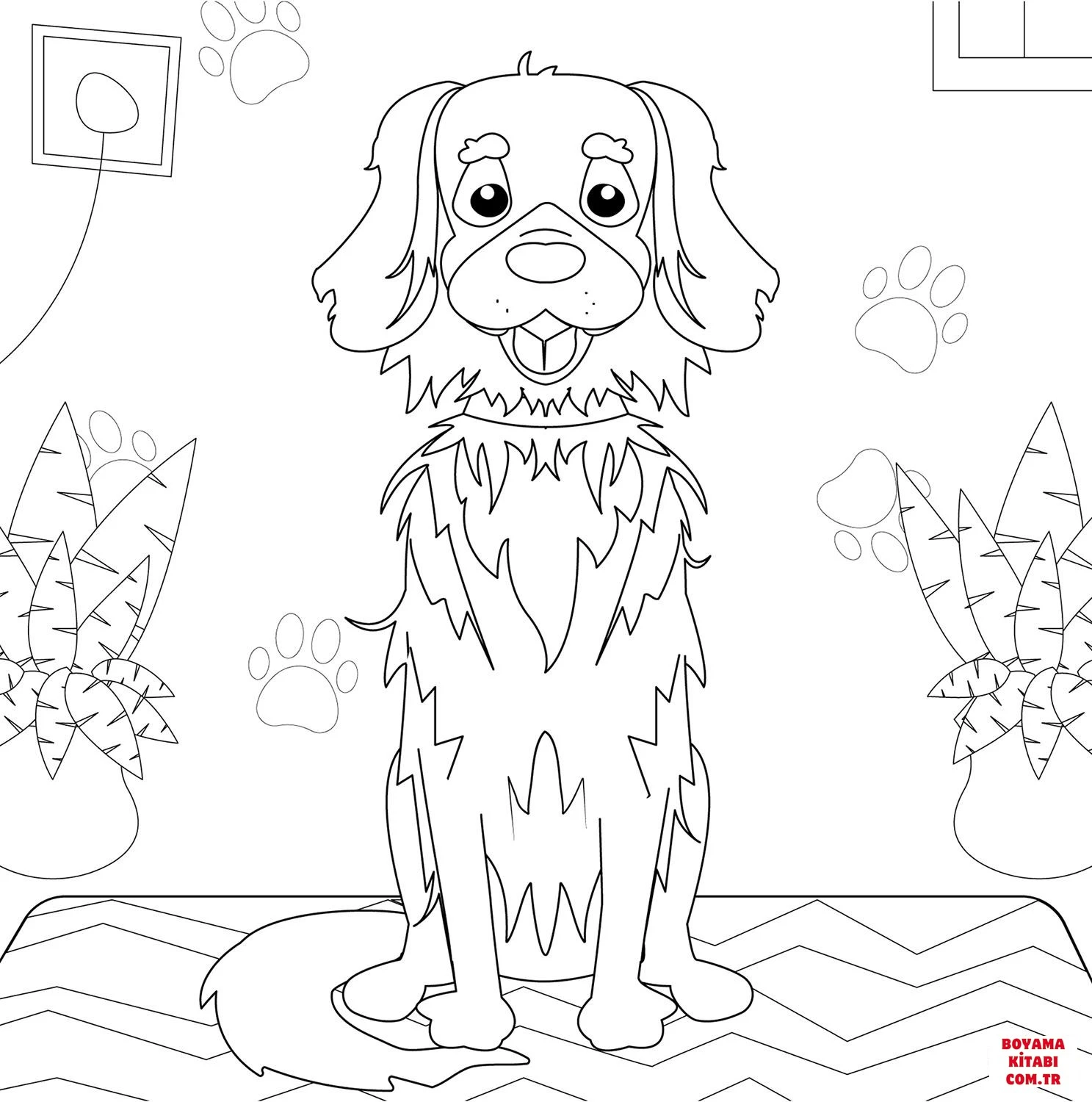 Köpek boyama sayfası #475 – PDF indir, sevimli karakter