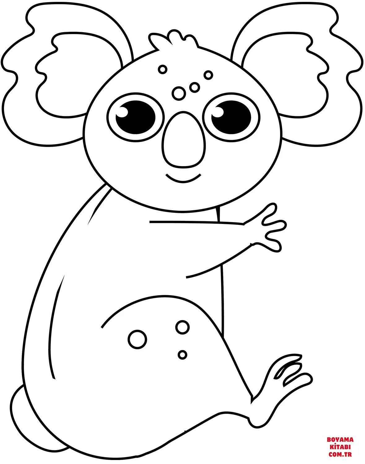 Koala boyama sayfası – basit çizim, kolay boyama