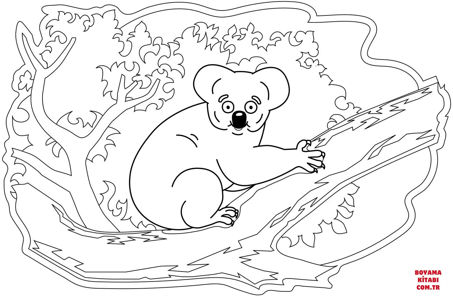 Koala boyama sayfası – eğlenceli etkinlik, el becerilerini geliştirir