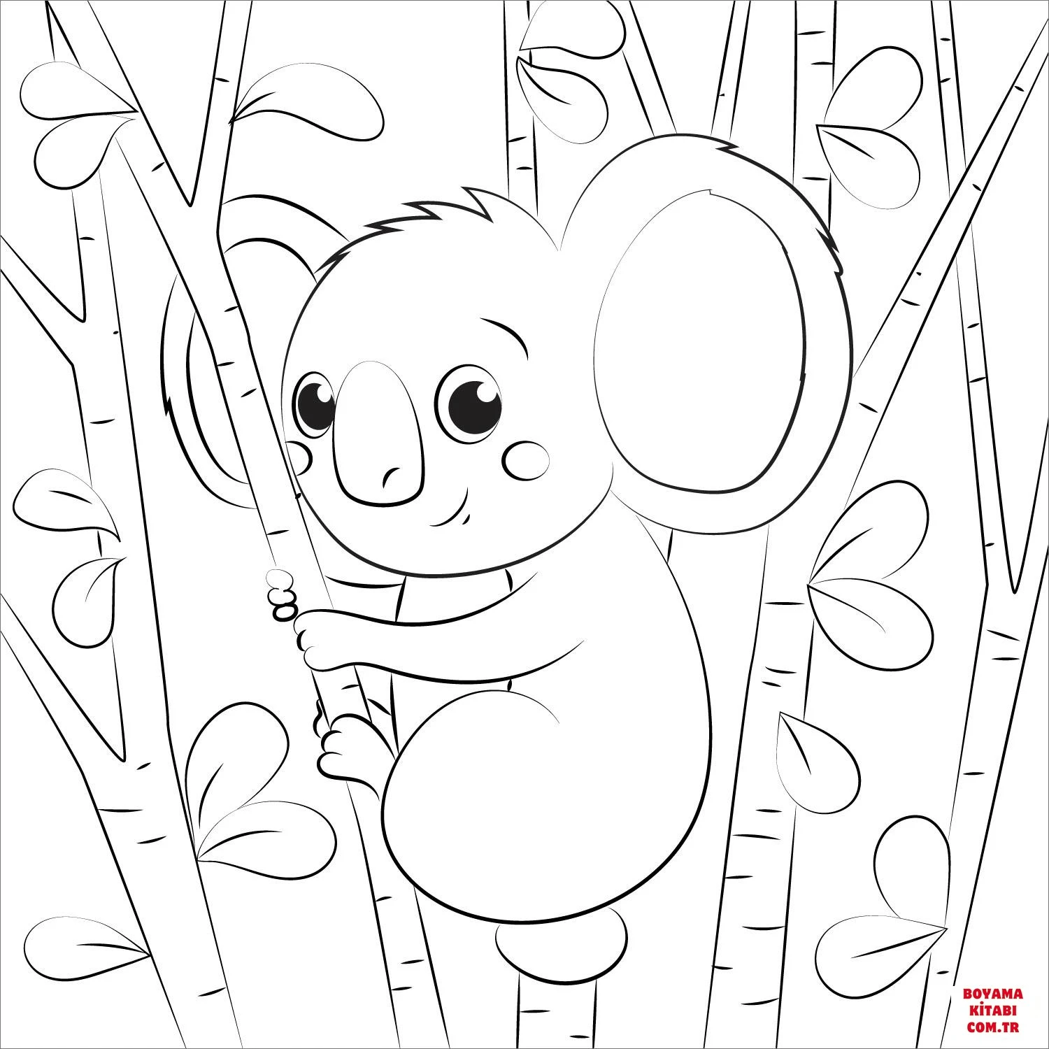 Koala boyama sayfası – boyama etkinliği, çocuk aktivitesi