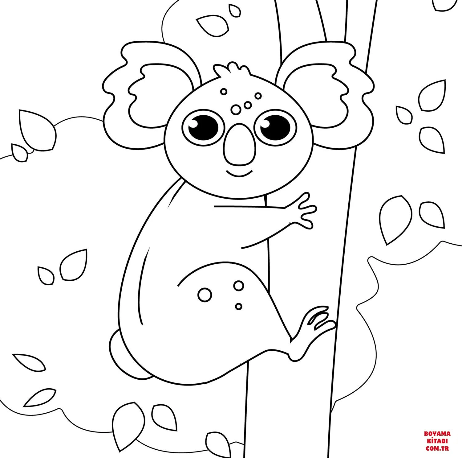 Koala boyama sayfası – sevimli karakter, sanatsal çalışma