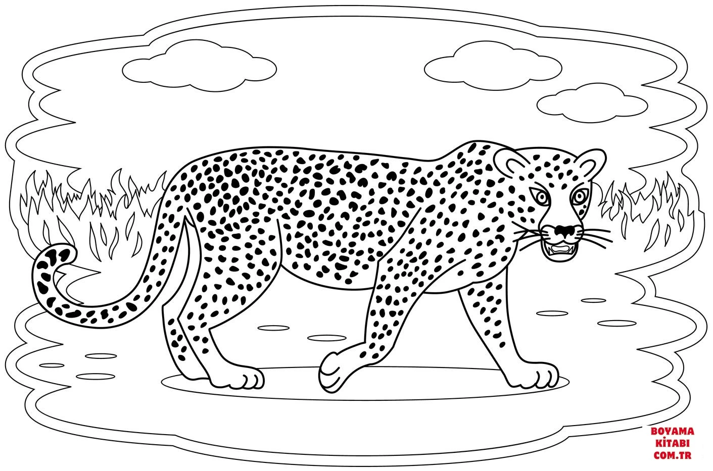 Leopar boyama sayfası – el becerilerini geliştirir, boyama çalışması