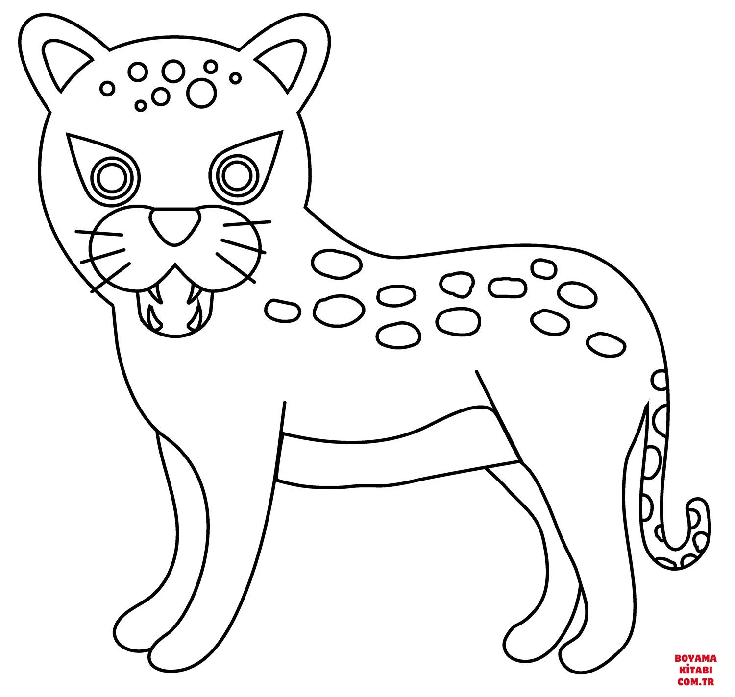Leopar boyama sayfası – evde etkinlik, ücretsiz yazdır