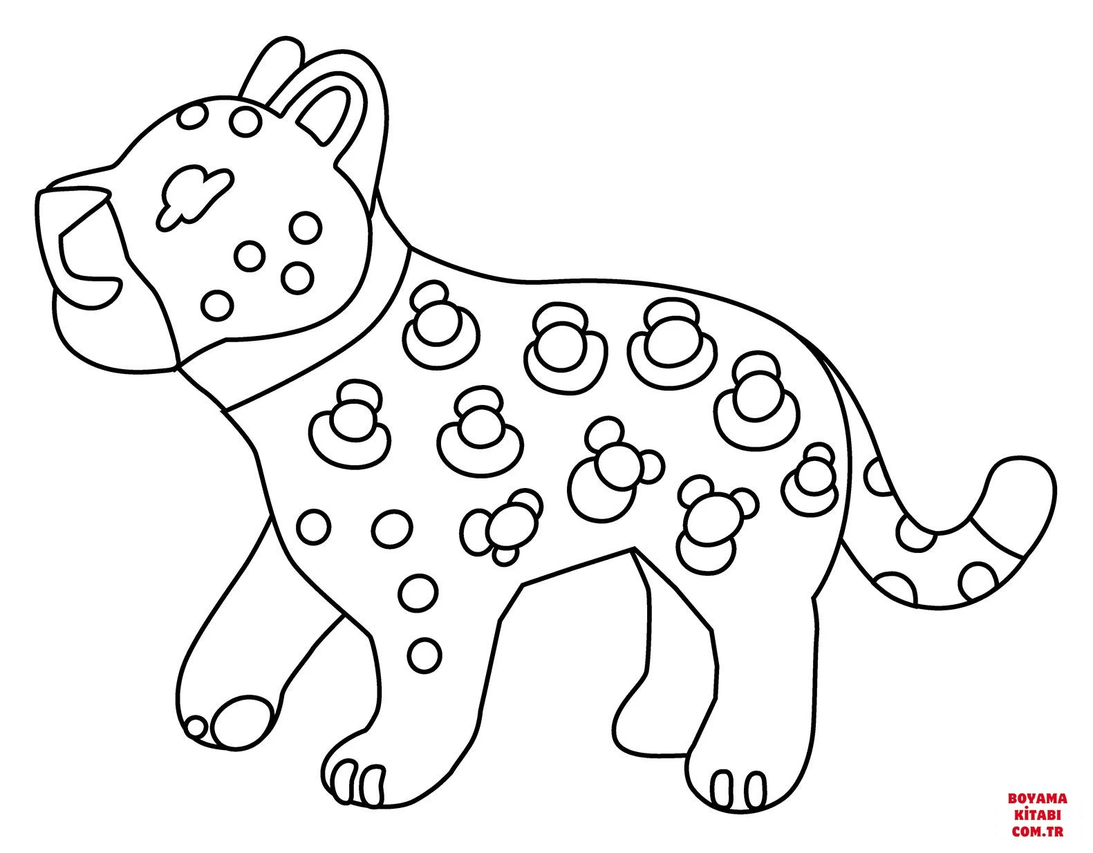 Leopar boyama sayfası – basit çizim, kolay boyama