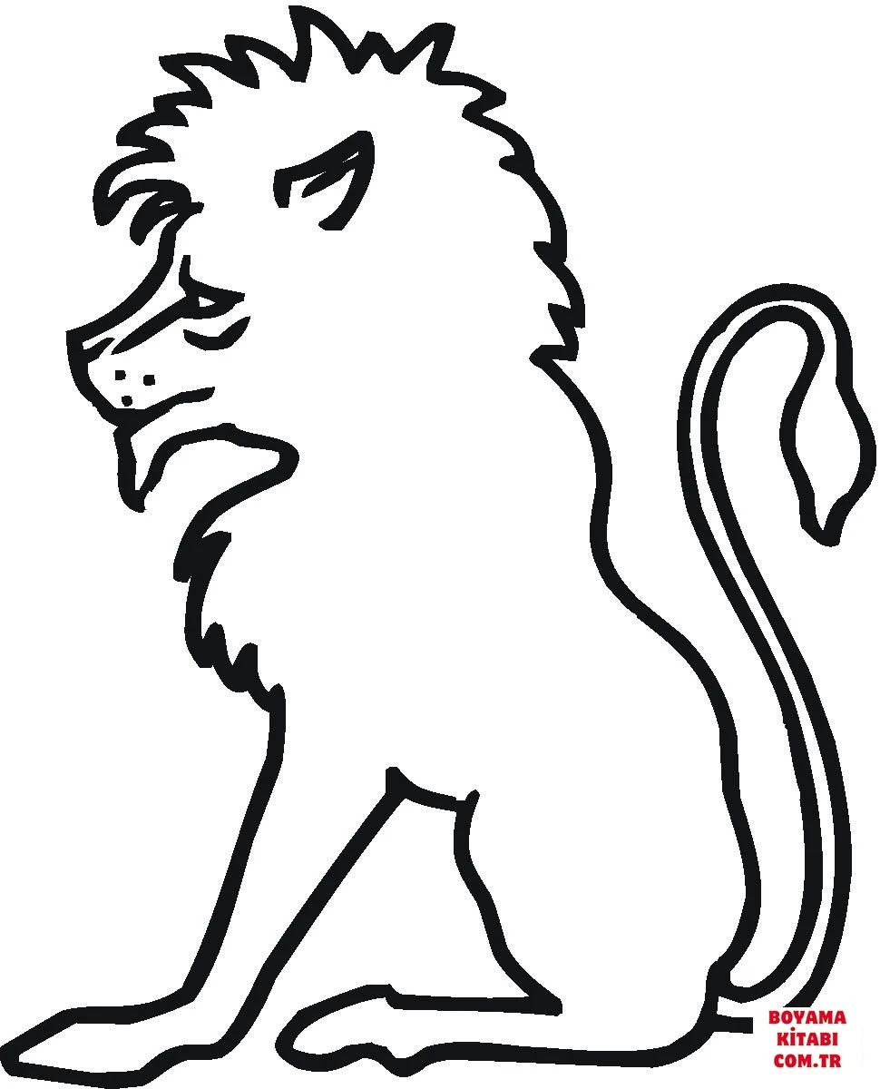 Aslan boyama sayfası – basit çizim, kolay boyama