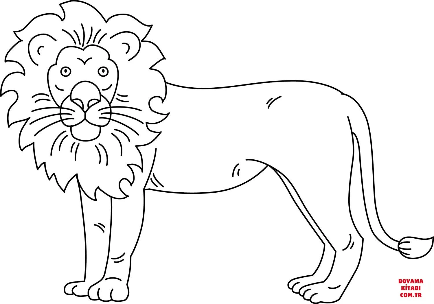 Aslan boyama sayfası – PDF indir, sevimli karakter