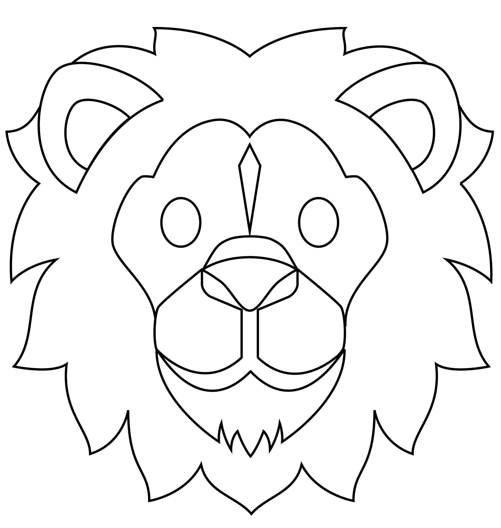 Aslan boyama sayfası – basit çizim, kolay boyama