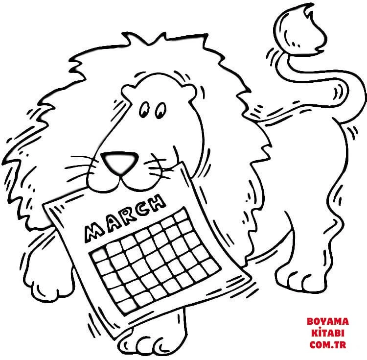 Aslan boyama sayfası – boyama etkinliği, çocuk aktivitesi